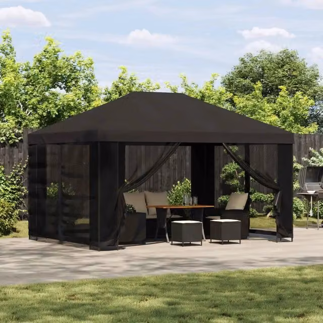Gazebo da giardino con pareti laterali 4 × 3 m Antracite 900387