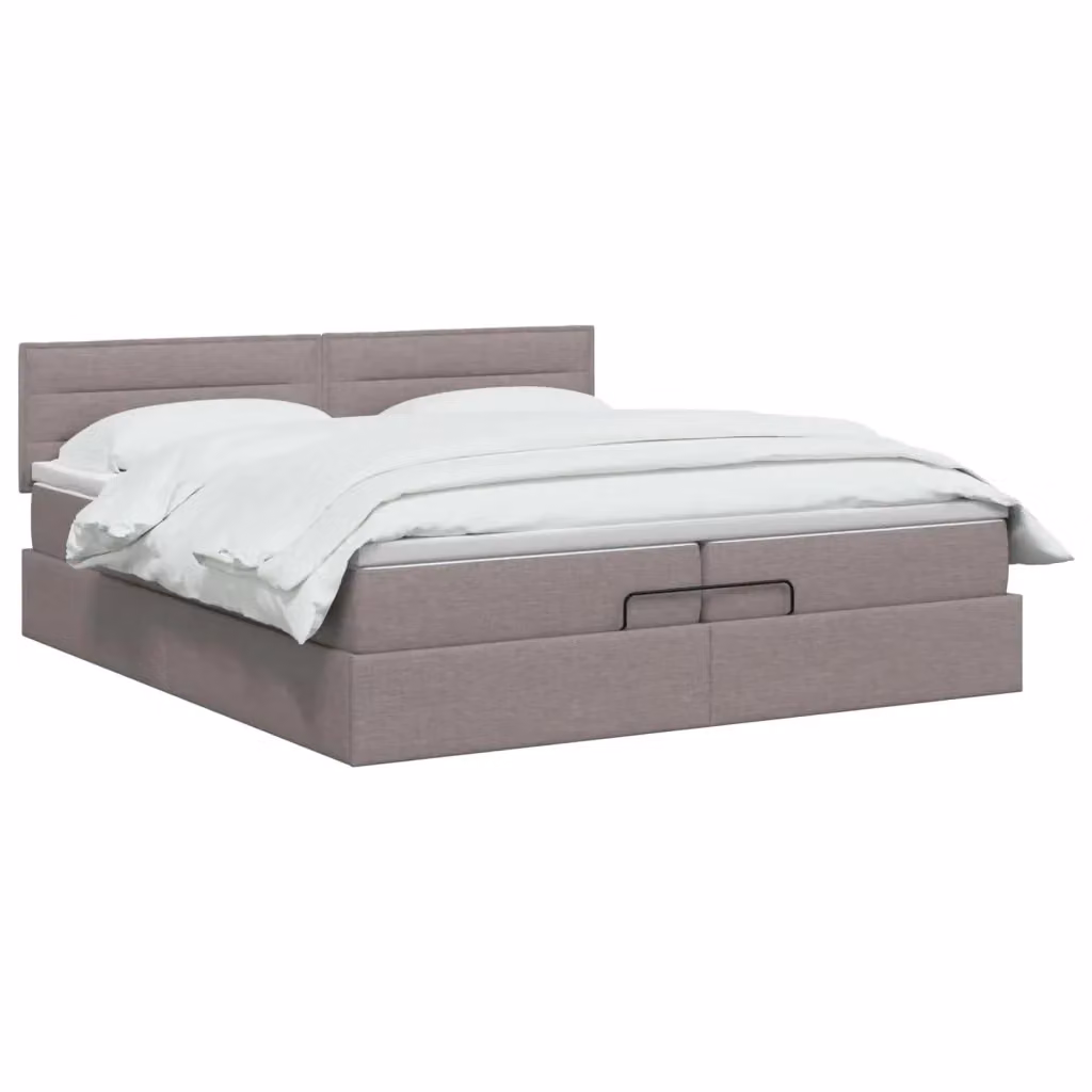 Letto Ottomano con Materasso Ibrido e Illuminazione LED vidaXL, Colore Beige e Grigio, L/P/H: 200 x 200 x 88 cm – 2
