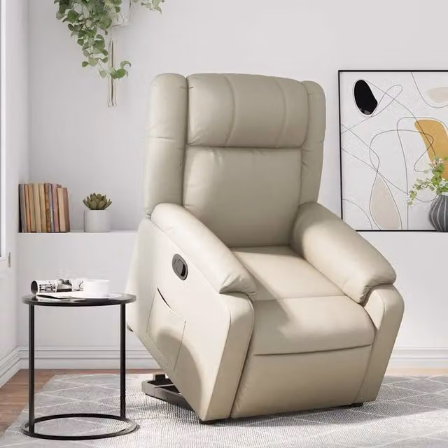 Poltrona Alzapersona Reclinabile vidaXL in Similpelle Beige con Assistenza Elettrica per Senior