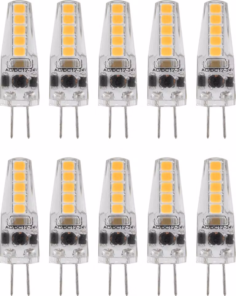 10 pezzi G4 LED 2 W base bi-pin dimmerabile per lampadario soffitto tavolo 2700 K AC 12-24 V