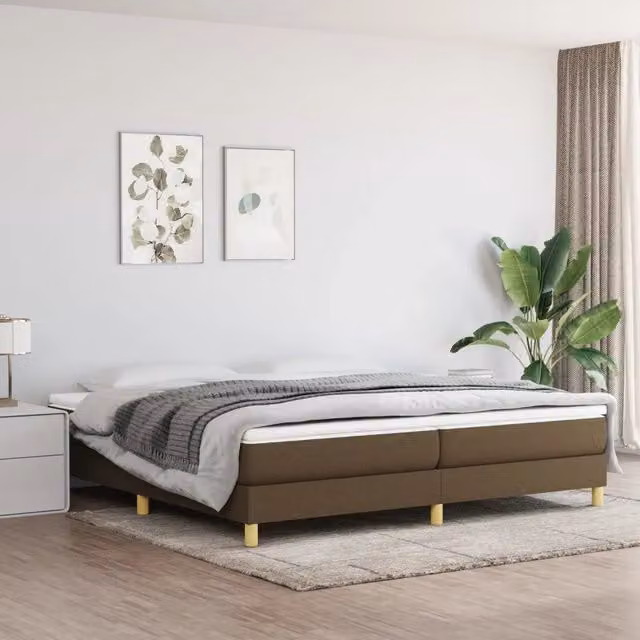 Letto Ibrido con Giroletto a Molle e Materasso vidaXL Marrone e Bianco L/P: 200 x 200 cm – 1