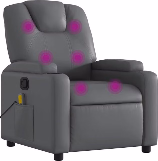 Poltrona Massaggiante | Sedia Relax Reclinabile Grigia in Similpelle