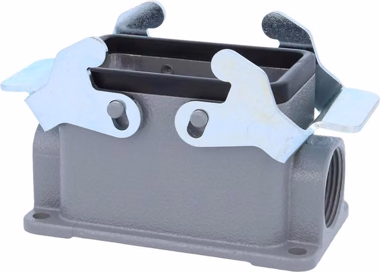 HARTING Han 10B Base bassa, 2xM25 uscita cavo laterale, con 2 staffe trasversali Vite M25 Area di serraggio