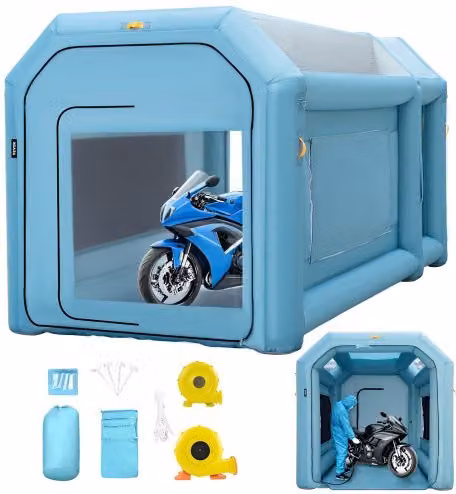VEVOR Cabina di Verniciatura Gonfiabile in Tessuto Oxford 210D PVC Blu per Auto o Campeggio, Spazio Esterno 4 x 2,5 x 2,2 m, Spazio Interno 3,6 x 1,7 x 1,8 m