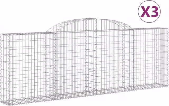 Cesti Gabbioni ad Arco 3 pz 300x30x100/120 cm Ferro Zincato