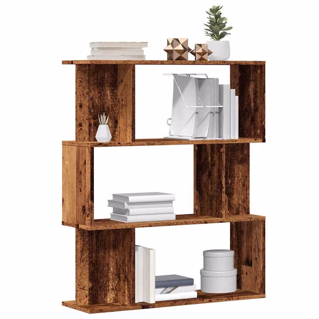 Libreria vidaXL in Legno Antico Marrone con Design Classico e Montaggio a Parete L: 80 cm, P: 20 cm, H: 96 cm