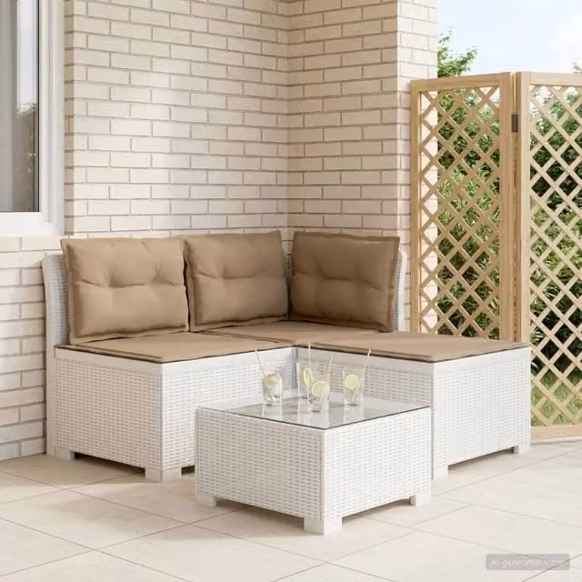 Divano da giardino 3 posti con cuscini in look rattan 3 posto 8011914