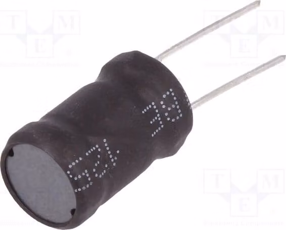 2 induttori: filo, induttanza 2,2 mH, montaggio a foro passante, dimensioni Ø11,5x17,5 mm, corrente nominale 650 mA, tolleranza 10%, verticali, modello COIL1016-2.2, verticali
