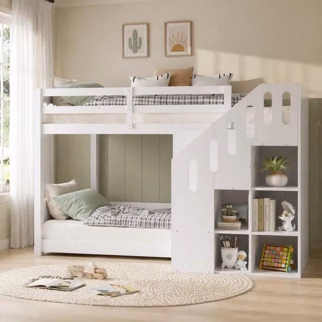 Letto a castello per bambini in legno bianco 90x200 cm