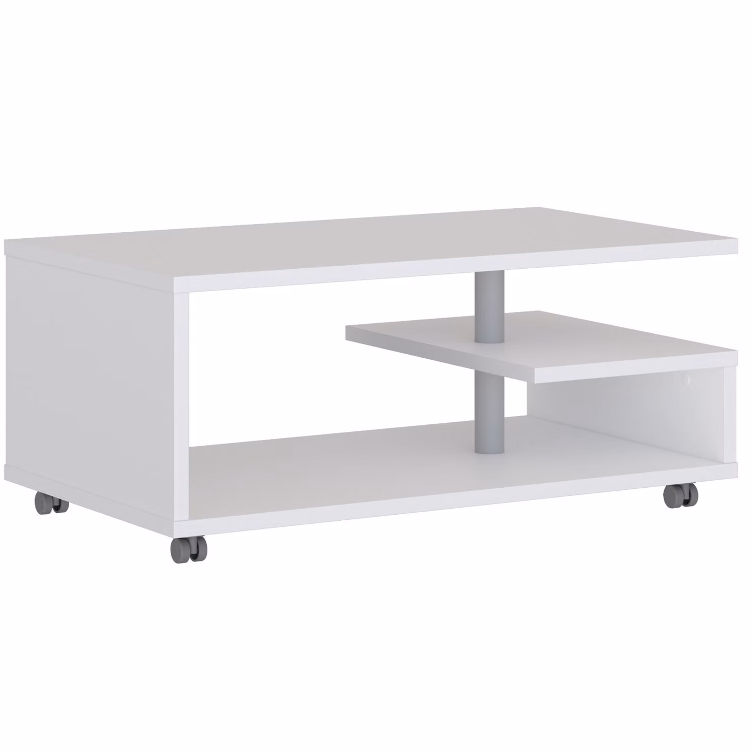 Tavolino Casa Dolce BIANCA, bianco, 105x60x45,5 cm, mobili da salotto, su ruote, portata 40 kg