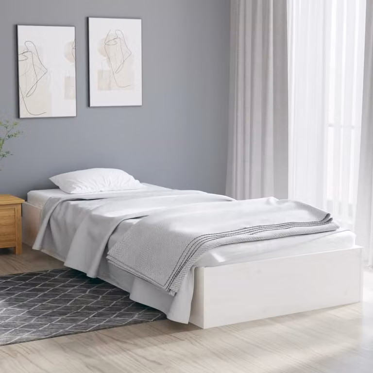 The Living Store Letto in legno massiccio bianco 75x190 cm