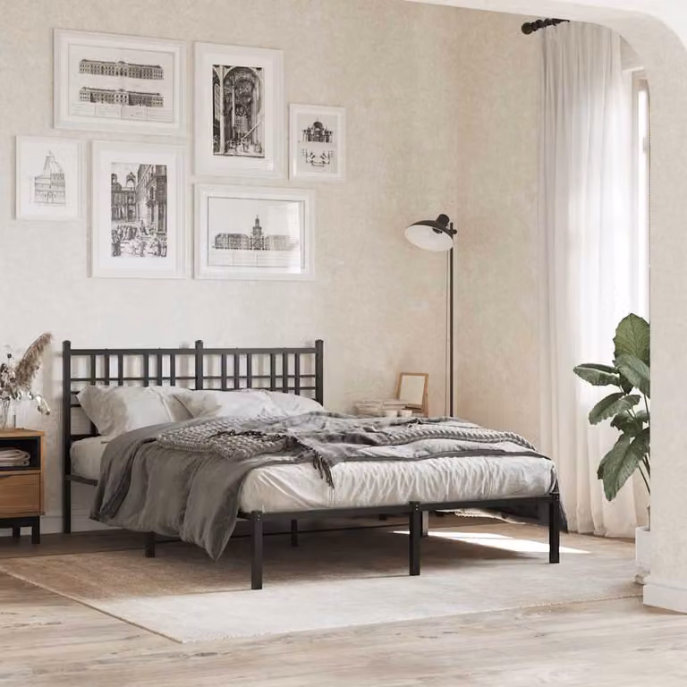vidaXL Giroletto con Testiera in Metallo Nero L/P: 120 x 200 cm