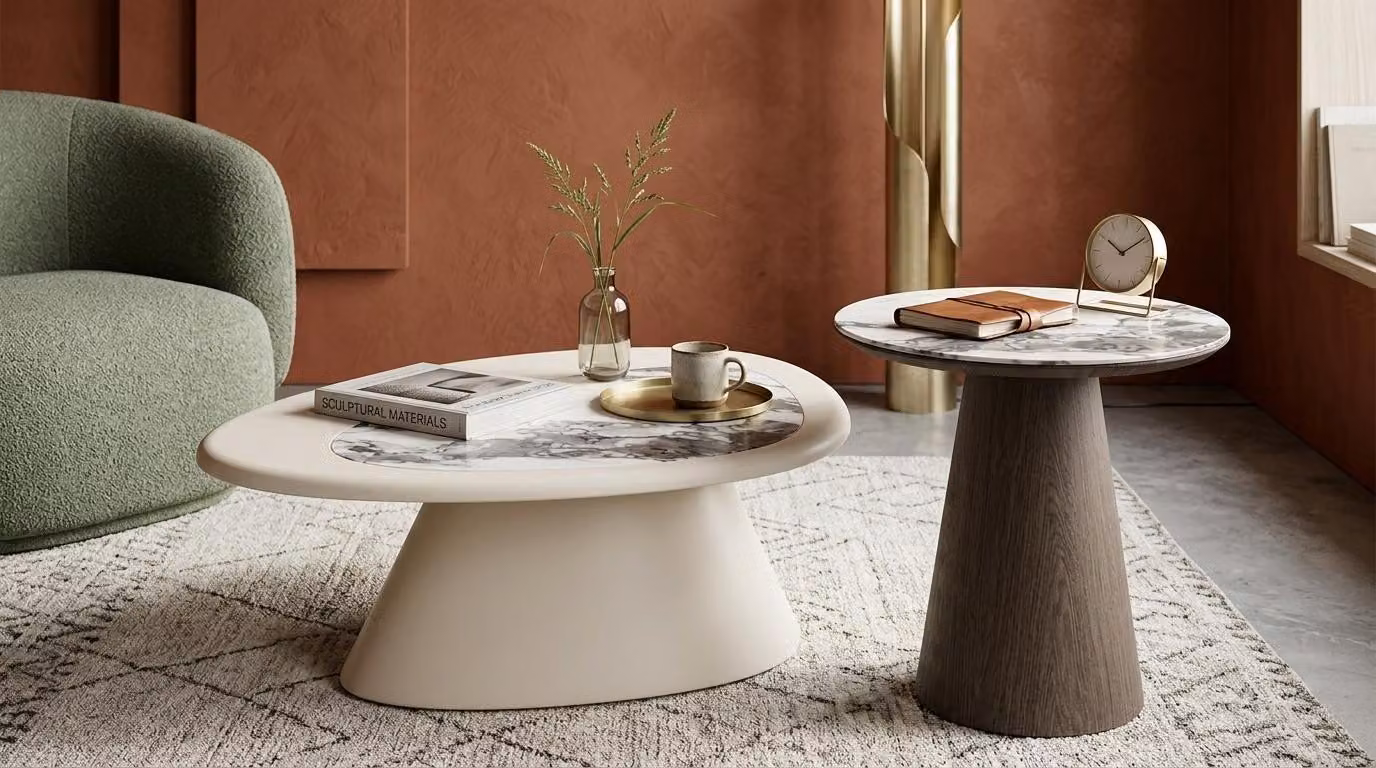Tavolino da caffè, tavolino ausiliario, soggiorno, stile moderno, beige, confortevole