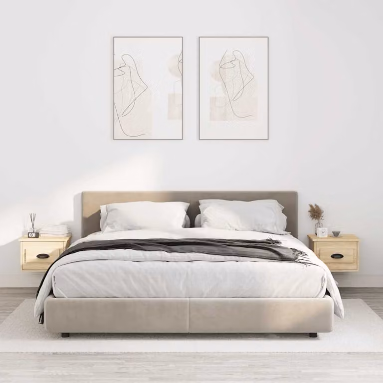 Set di 2 comodini da parete vidaXL in stile moderno, colore Rovere Sonoma, L 41,5 cm x P 36 cm x H 28 cm