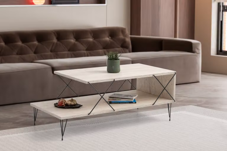 Skye Decor, Loire - Nero, Marmo, Nero, Tavolino, 100 x 40 x 50 cm, 100 % PANNELLI DI PARTICELLE RIVESTITI IN MELAMMINA