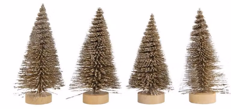 Albero di Natale artificiale in miniatura, 4,5 cm x 10,5 cm, colore caramello, set da 4