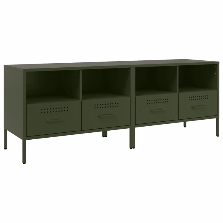 Mobili TV 2pz Verde Oliva 68x39x50,5 cm in Acciaio