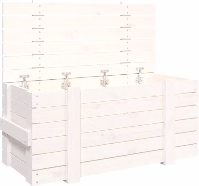 Contenitore Portaoggetti Bianco in Legno di Pino Massello Design In L/P/H: 91 x 40,5 x 42 cm