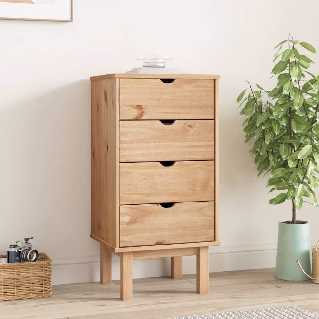 The Living Store Cassettiera OTTA 45x39x90 cm in legno massiccio