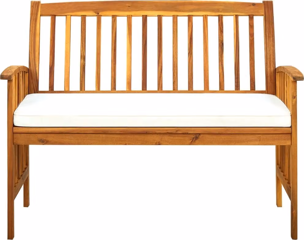 Panchina da Giardino con Cuscino 119 cm Legno Massello d'Acacia