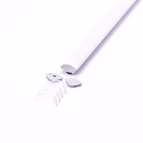 Profilo in Alluminio Angolare Rotondo Colore Silver per Strip LED (Max l: 20mm) Copertura Satinata 2000 x 30mm
