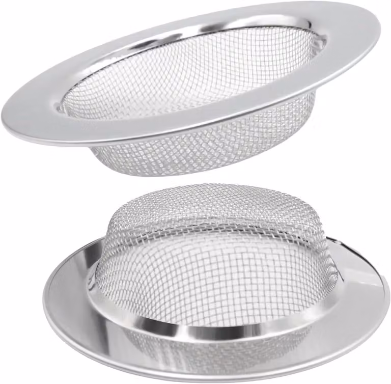 Filtro per lavello da cucina - Set di 2 - Acciaio inossidabile - Griglia per lavello - Filtro per scarico da 7-7 cm - Griglia per lavello da cucina - Universale - Blocca detriti
