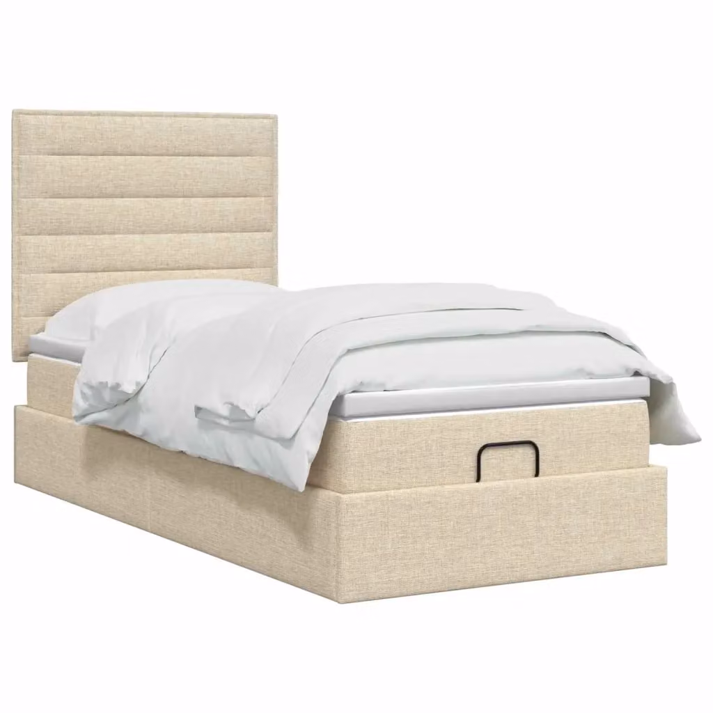 Letto ottomano con contenitore e materasso vidaXL in tessuto beige L 90 x P 190 cm – 2