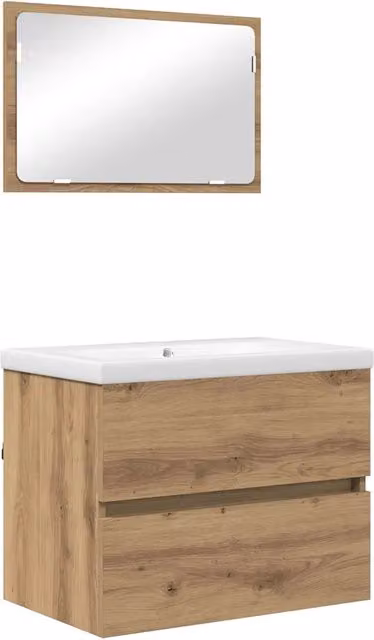 Set di mobili per il Bagno | Armadio da bagno 3 pz Rovere artigianale