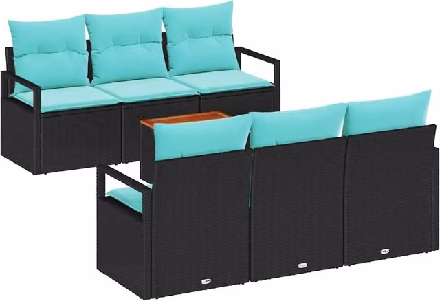 Set Divano da Giardino 7 pz Nero polyrattan 3347655