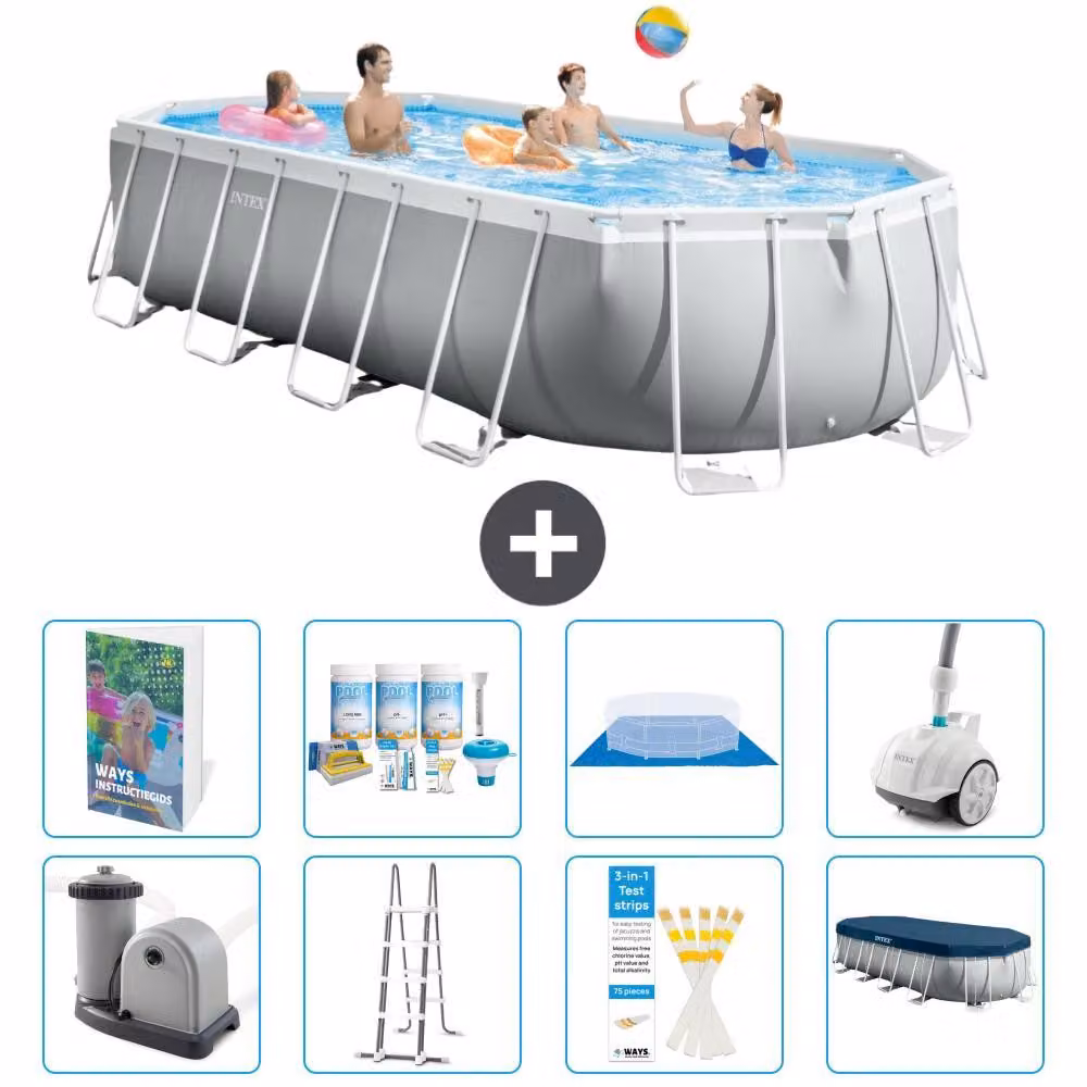 Piscina fuori terra ovale "Prism Frame" - 610x305x122 cm - Kit composto da 7 elementi - Modello S658