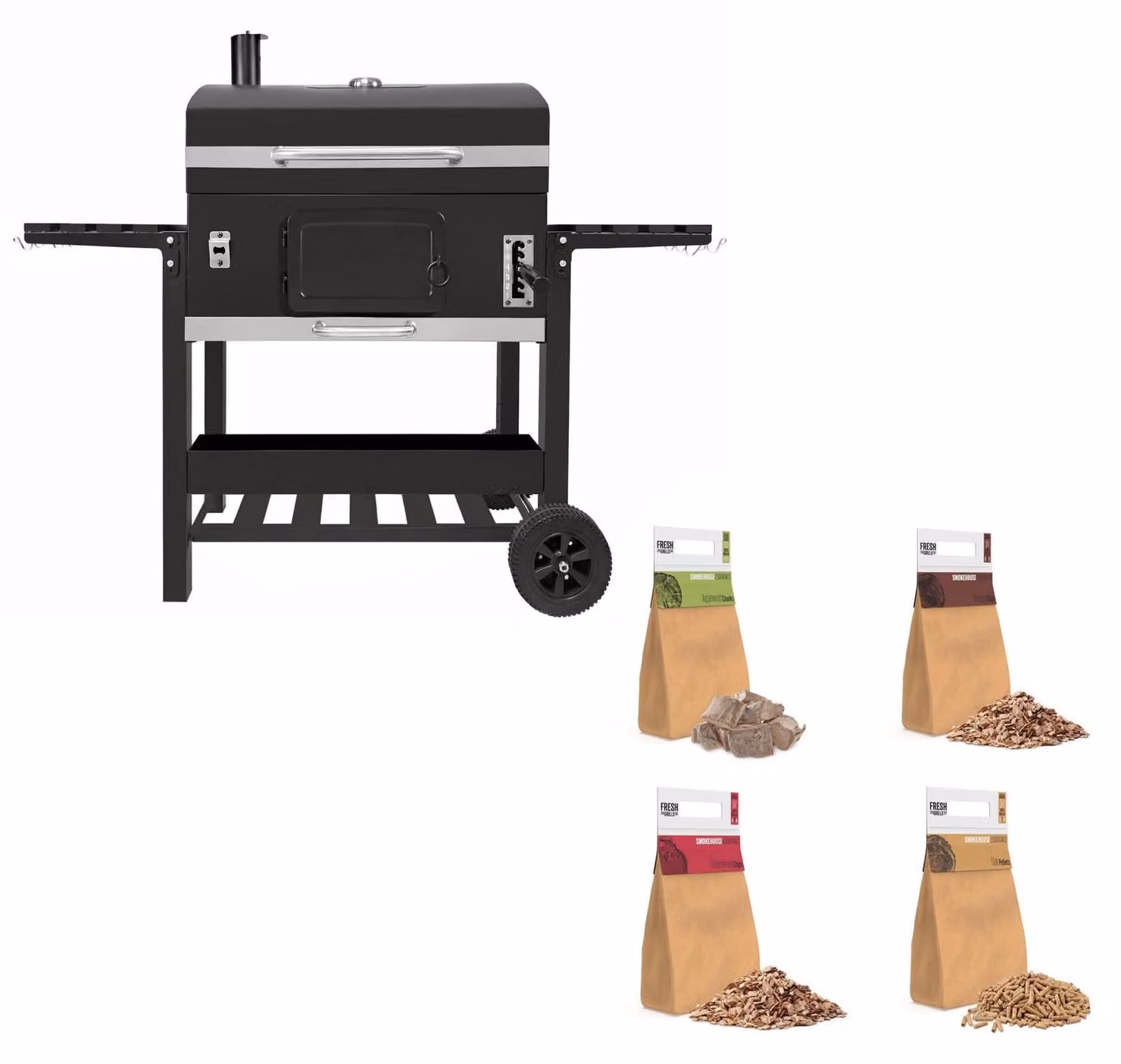 Forno affumicatore XXL per barbecue, a carbone, portatile, ideale per l'esterno e il giardino