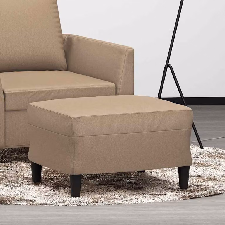 Poggiapiedi vidaXL in similpelle color cappuccino, L 60 x P 50 x H 41 cm