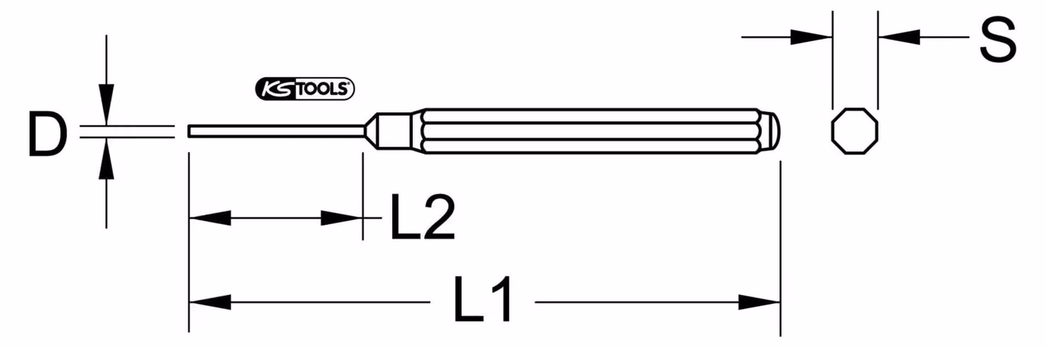 KS TOOLS Punzone per spine, XL, a 8 lati, cromato lucido, Ø 8 mm ( 156.0125 )