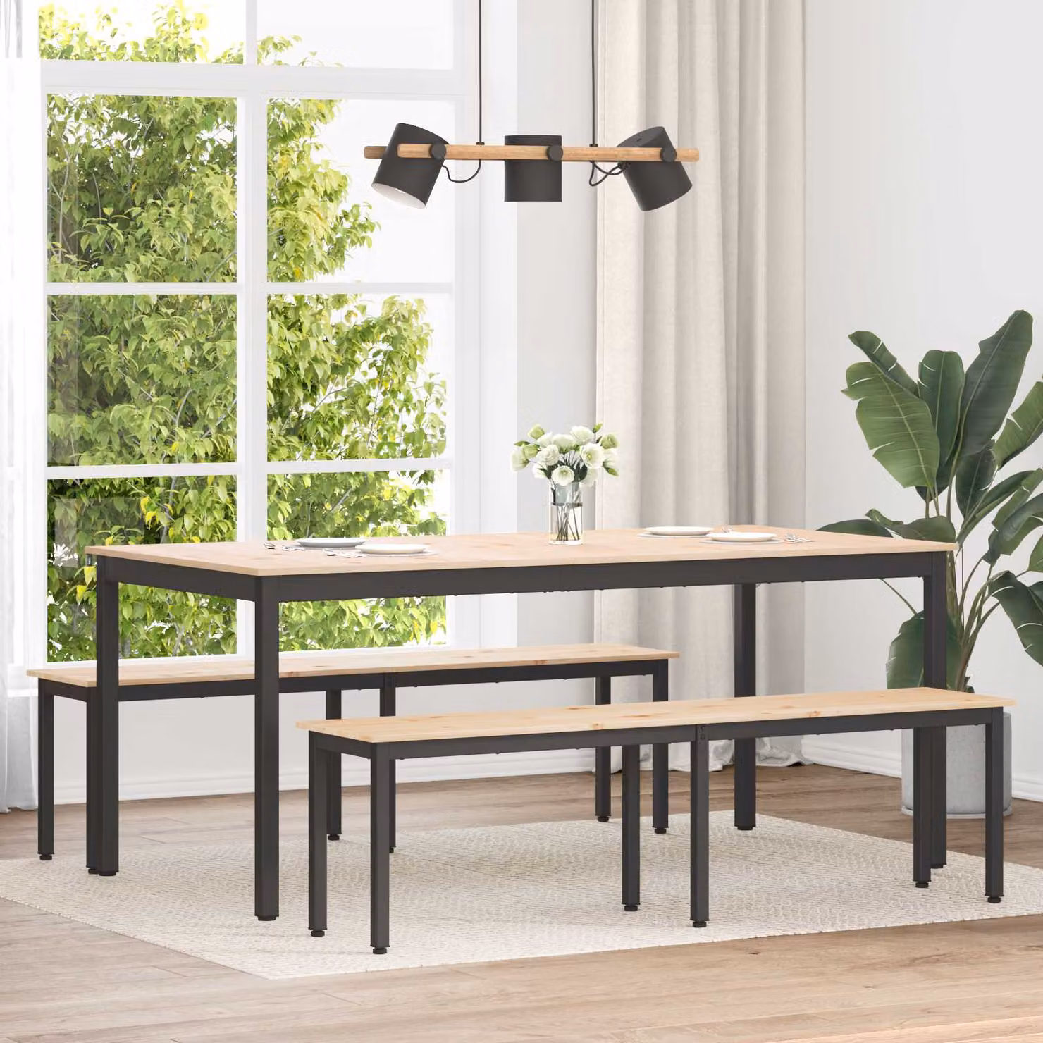 Panchina da giardino vidaXL in pino massello naturale, L 160 x P 35 x H 45 cm