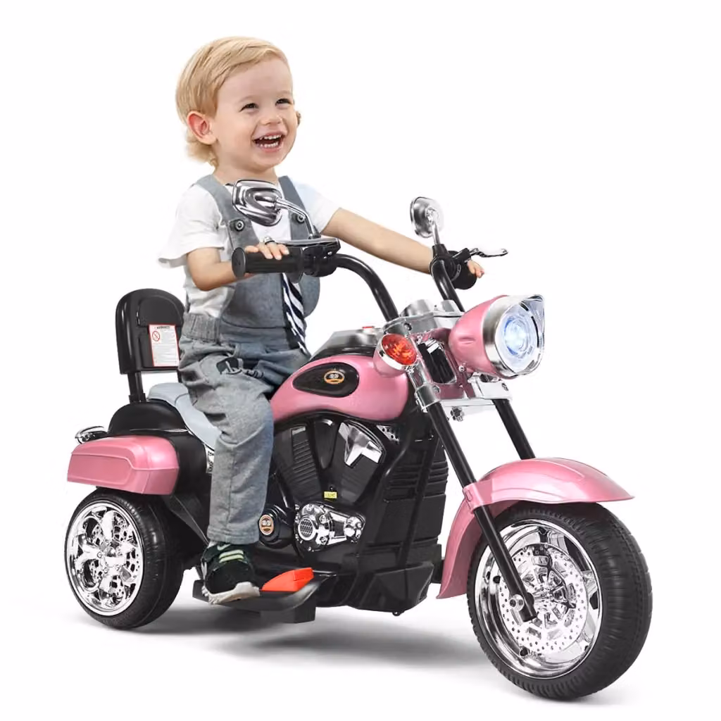 Moto elettrica chopper per bambini con luci e suoni, rosa pallido, L 91 x P 48 x H 64 cm – 2