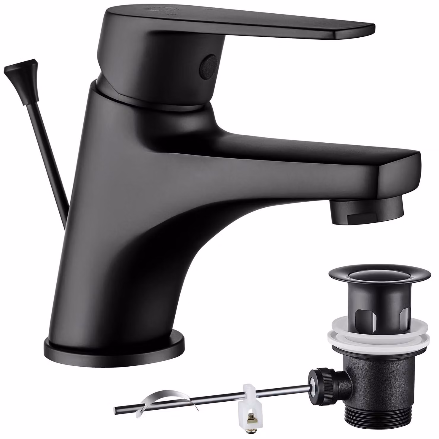 Rubinetto da bagno nero con scarico estraibile e miscelatore
