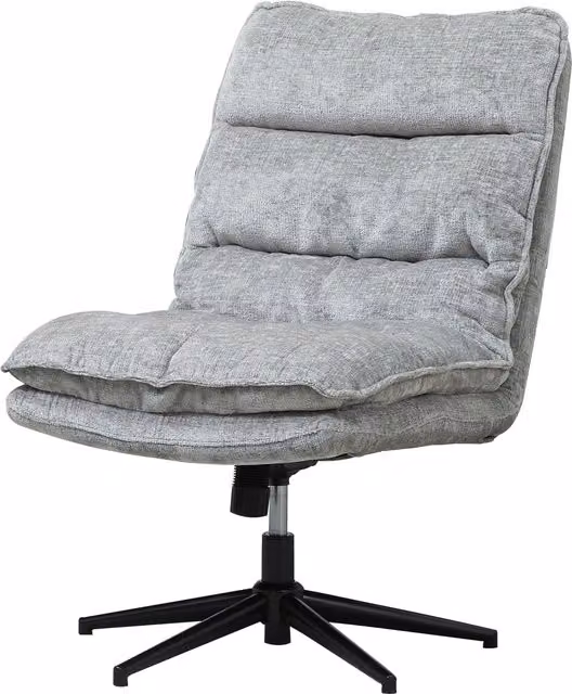 Sedia da ufficio girevole HOMCOM senza braccioli, sedia imbottita in tessuto con gambe in acciaio regolabile in altezza, Grigio – 1