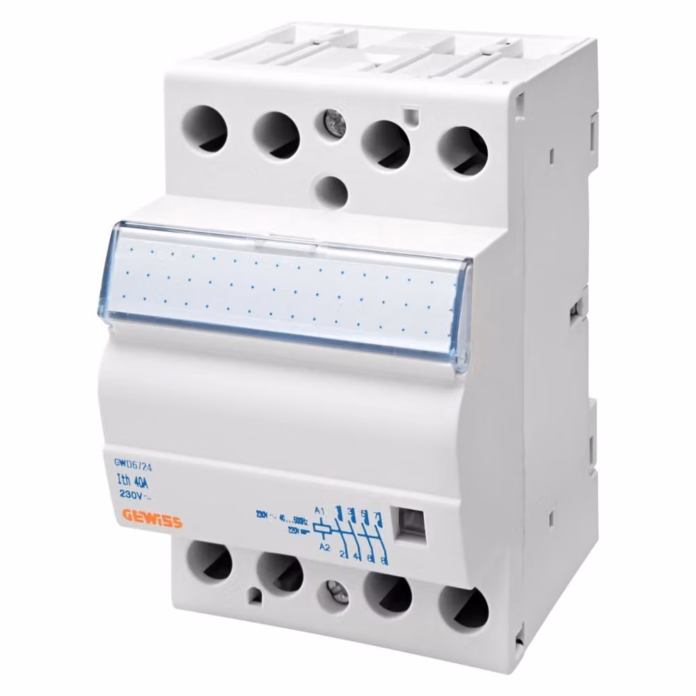 Contattore 4NO, 40A, 230V, 3TE - Contattore di installazione 230VAC 4 NO/ 0 NC GWD6724