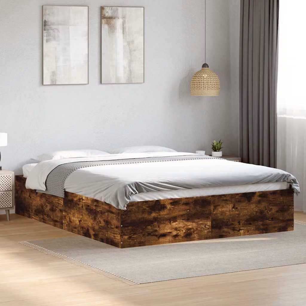 vidaXL Giroletto in Legno Multistrato Rovere Fumo, L/P/H: 150 x 200 x 35 cm