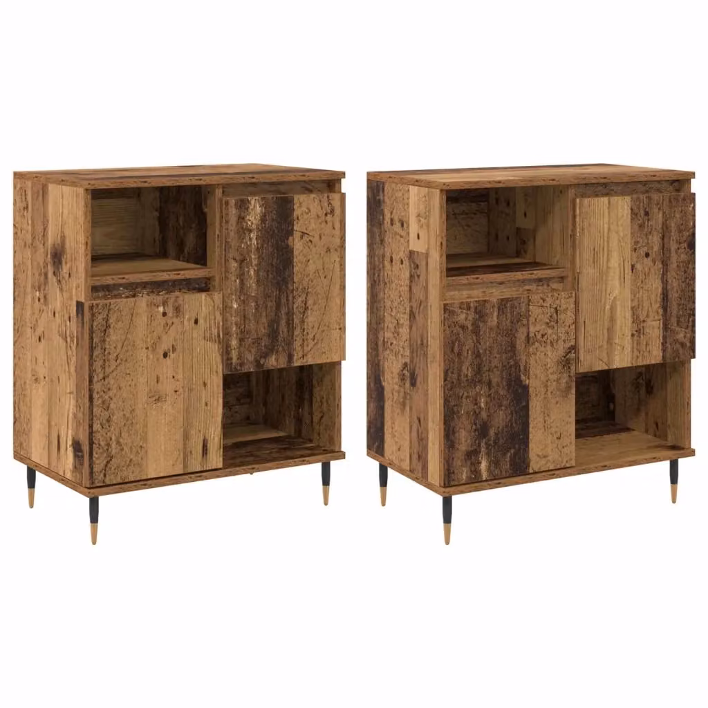 Set di 2 credenze moderne vidaXL in legno e metallo colore marrone – 2