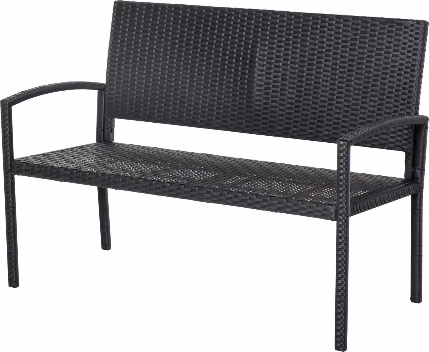 Panca da giardino in polyrattan - Panca da esterno - Struttura in acciaio - Resistente alle intemperie - Un lato - Con braccioli - Facile montaggio - 122x60x85 cm - Lavanda