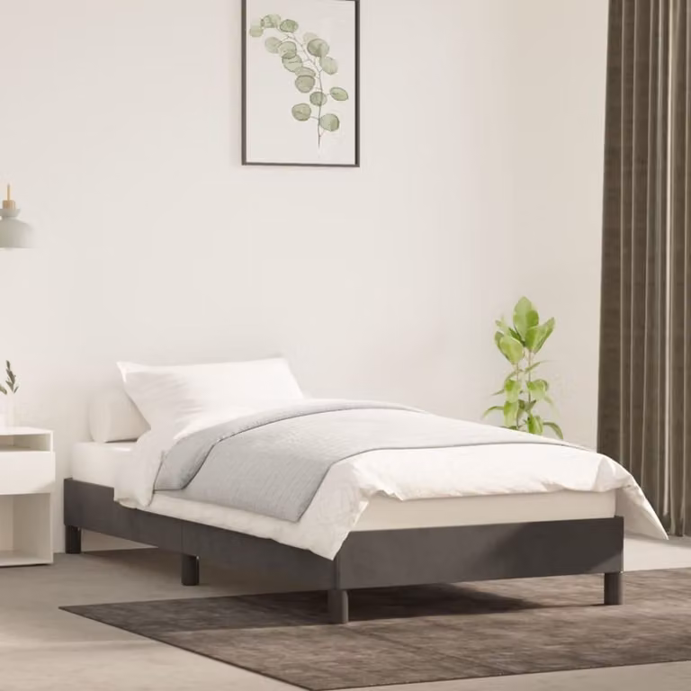 The Living Store Struttura letto grigio scuro 90x200 cm in velluto