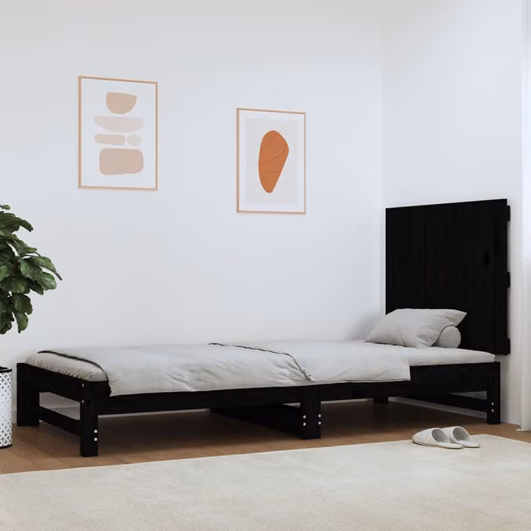Testiera da parete vidaXL in legno massello di pino nero, L 82,5 x P 3 x H 60 cm