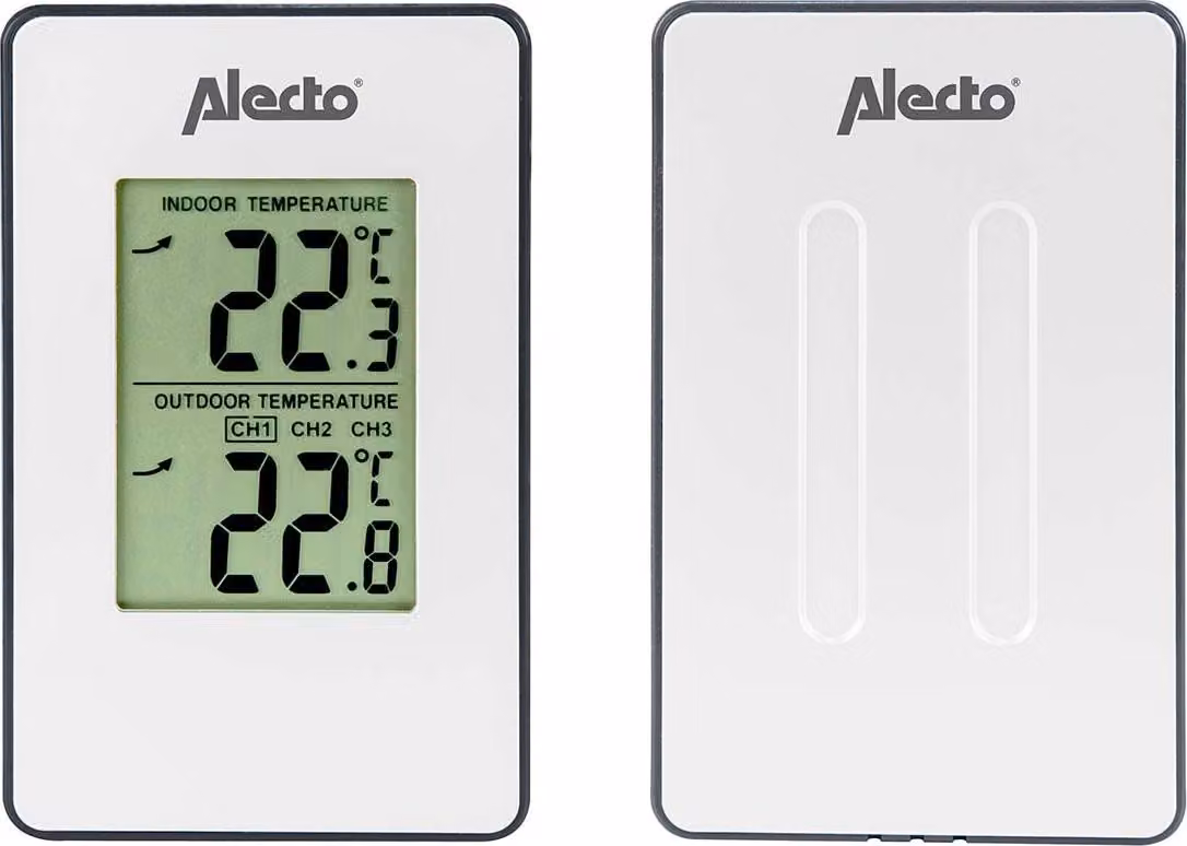 Alecto WS-1050 - Stazione meteo con sensore wireless per esterni, bianco