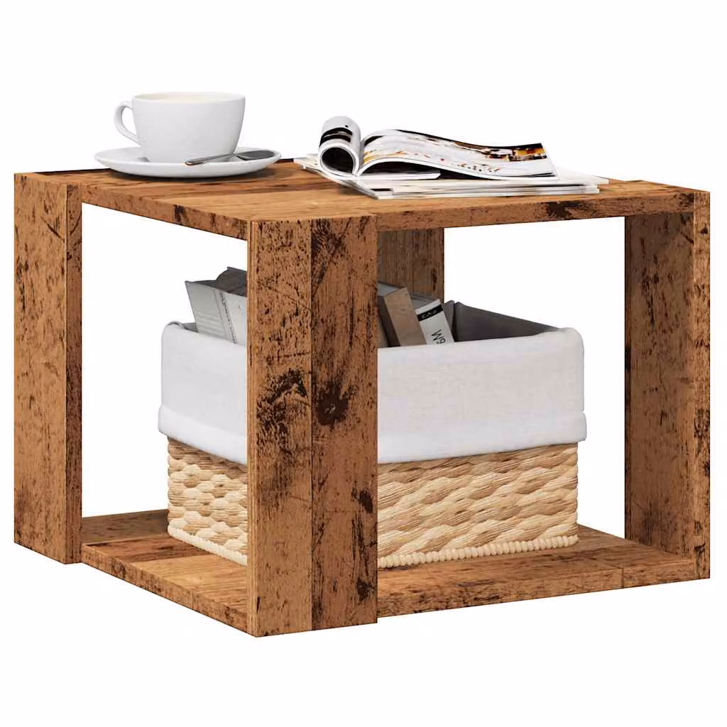 vidaXL Tavolino da Salotto Quadrato in Legno Rustico Marrone L/P/H: 40 x 40 x 30 cm
