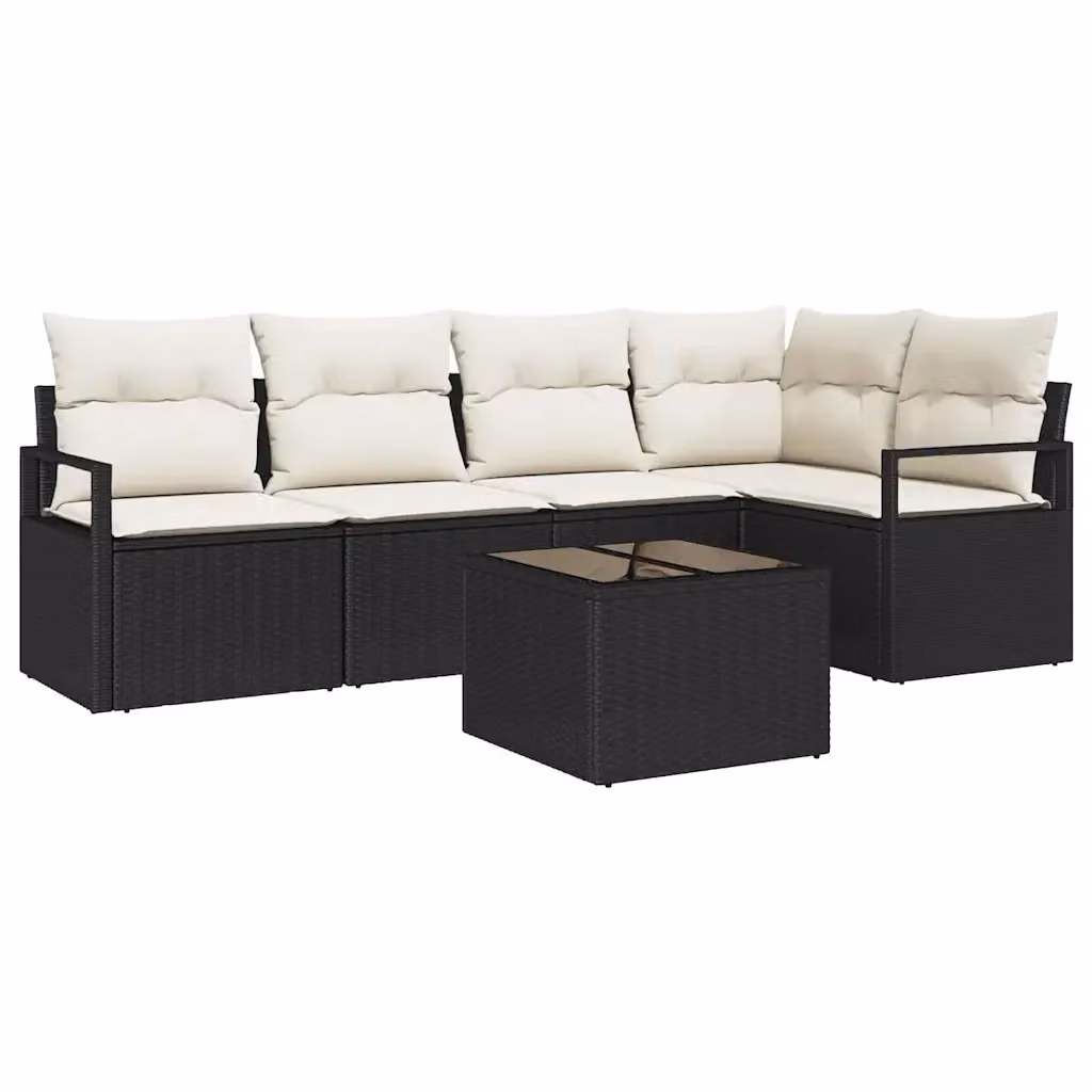 Set di divani da giardino vidaXL in polyrattan nero con cuscini inclusi – 2