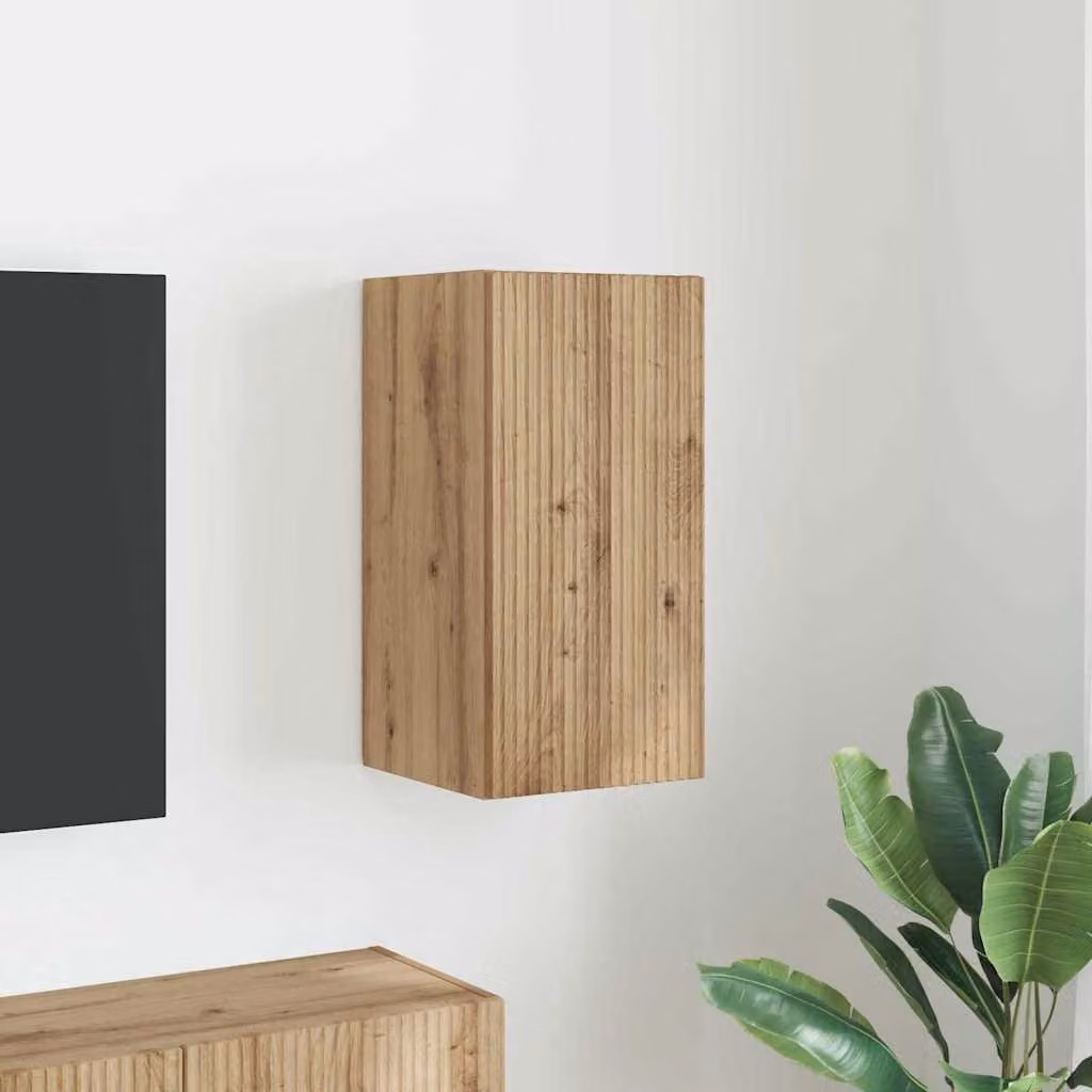 Mobile TV da parete vidaXL in legno marrone, L/P/H: 30 x 31 x 60 cm