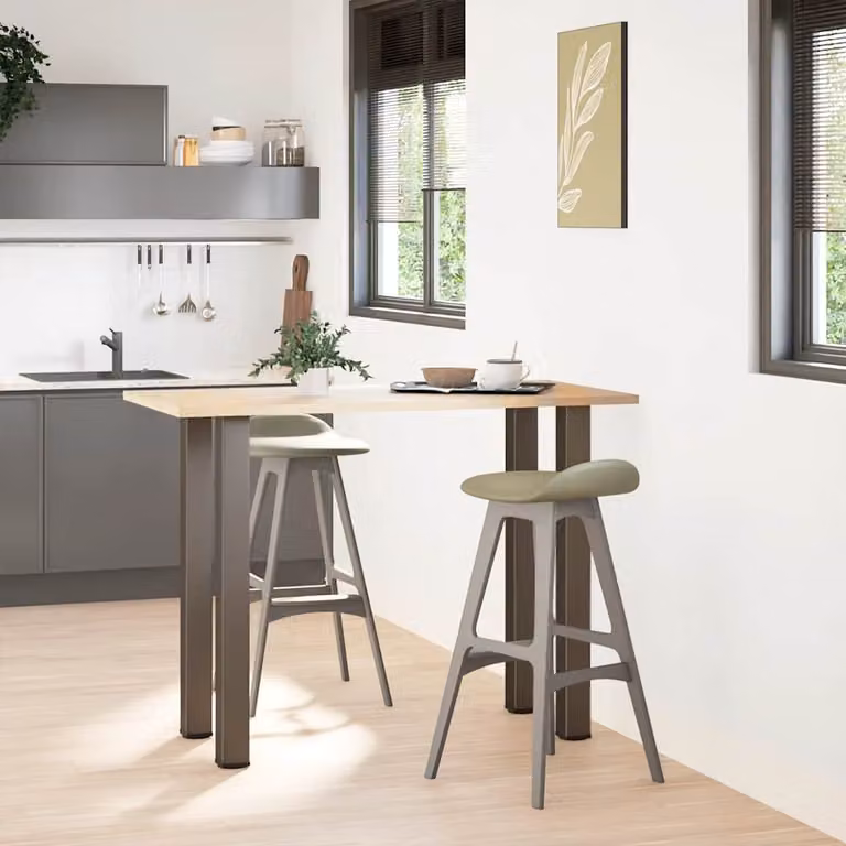 vidaXL Gambe per tavolo da bar 4 pz in acciaio naturale 110-112 cm