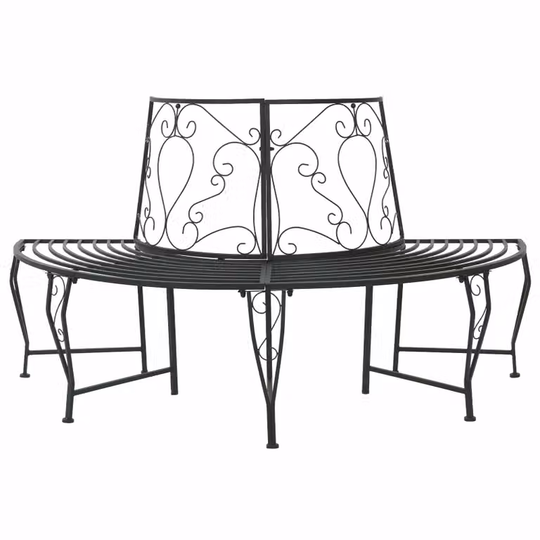 Panchina da giardino vidaXL per 4 persone in metallo nero L: 160 cm, P: 80 cm, H: 89 cm