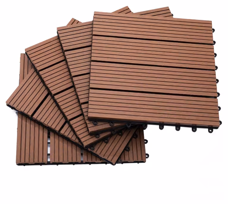 Pavimentazione da Esterno Incastrabile 11 Mattonelle 30x30x2.2 cm Marrone a Righe
